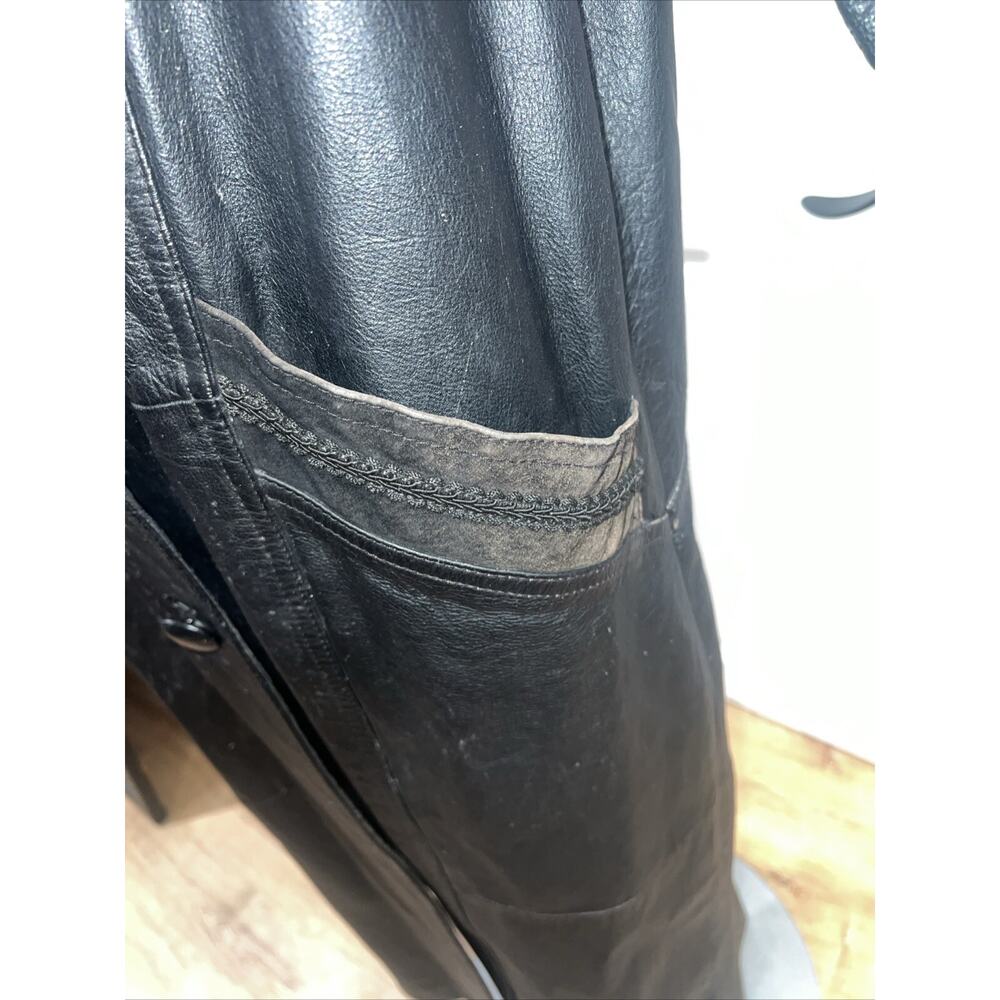 Winlit Womens Leather Paisley Vintage 80s Trench Coat Oversized Size M Black - Picture 5 of 9